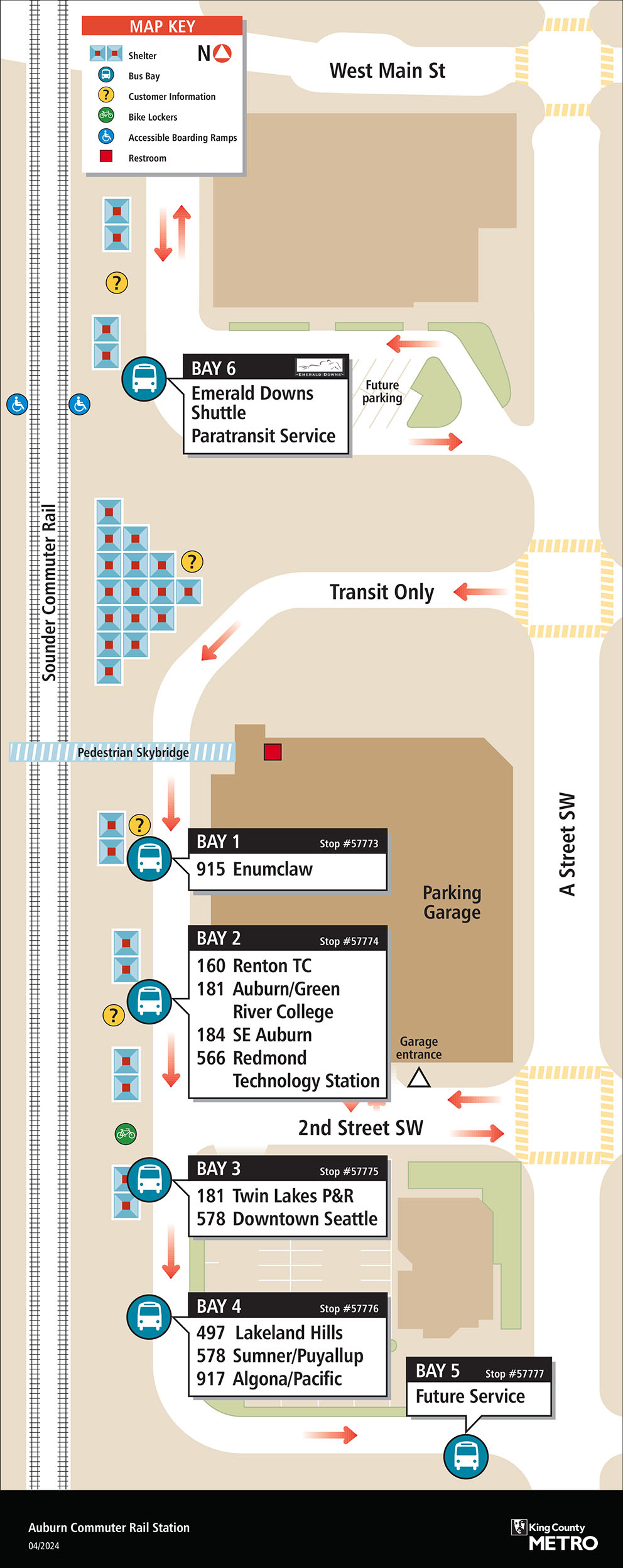 Map showing Auburn Station boarding locations