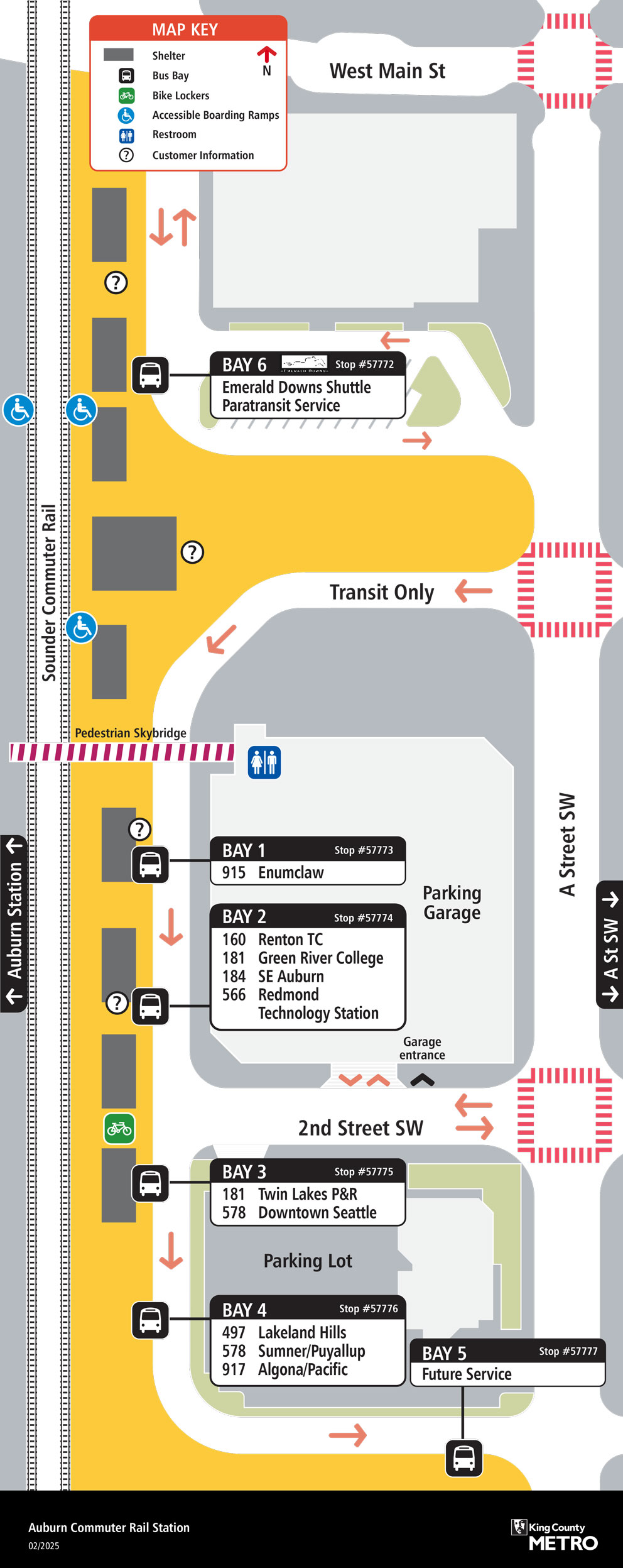 Map showing Auburn Station boarding locations