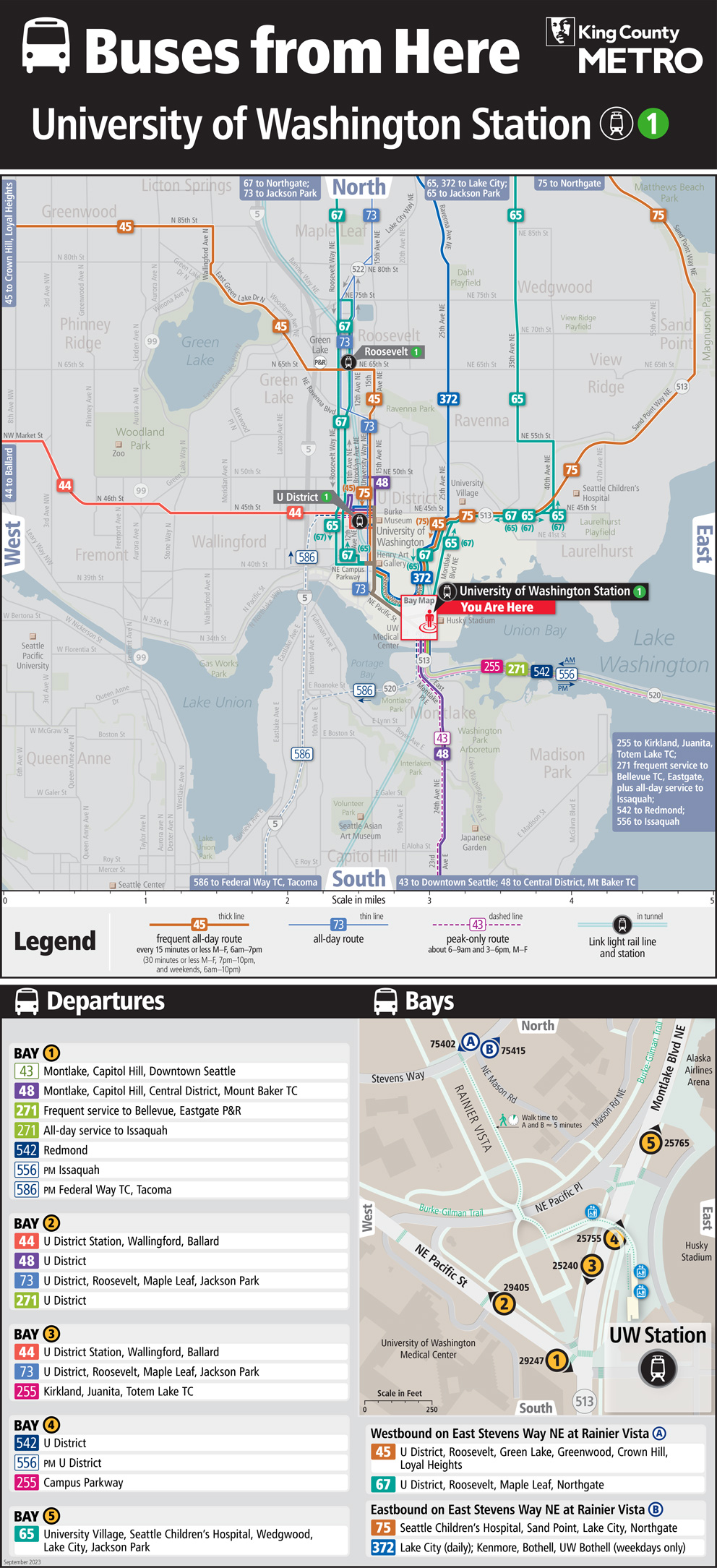 Map showing UW Station boarding locations