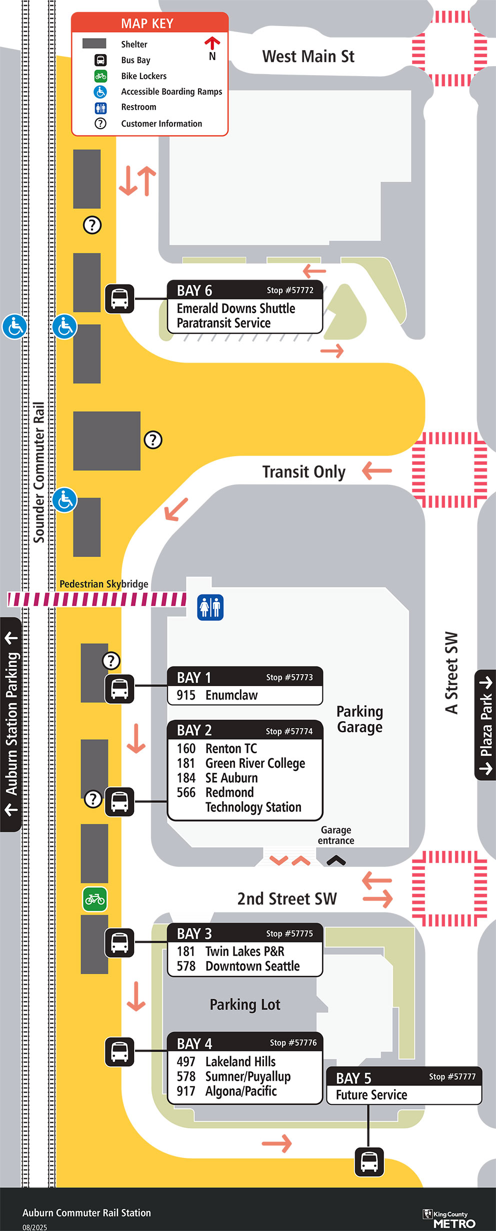 Map showing Auburn Station boarding locations
