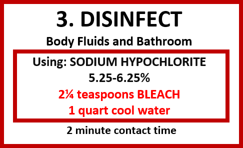 Disinfectant label for body fluids and bathroom