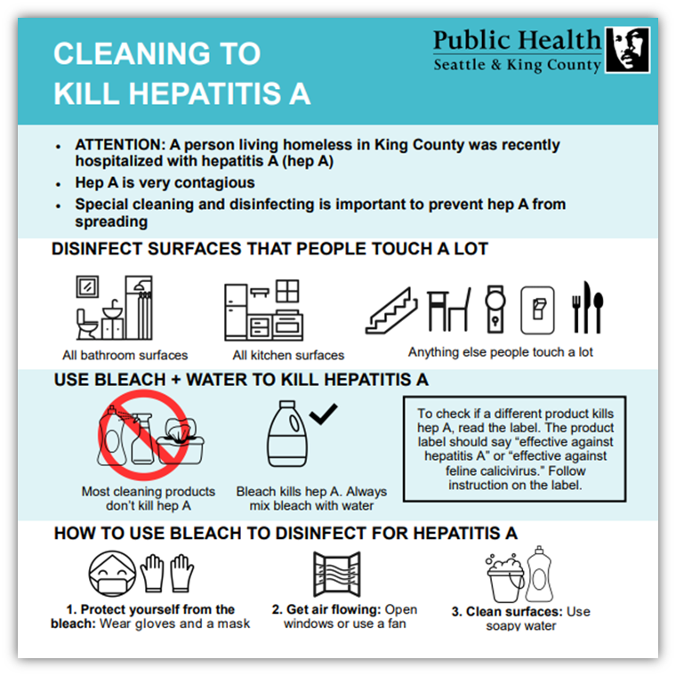 Cleaning to kill Hepatitis A