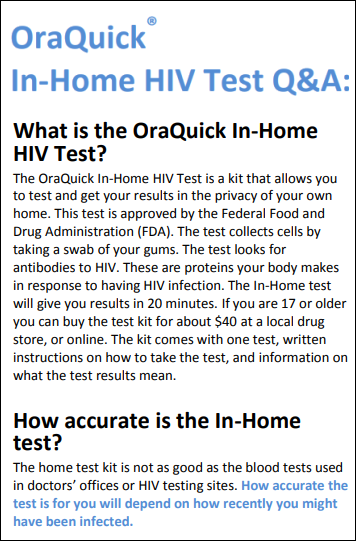 OraQuick® In-Home HIV Test Q&A