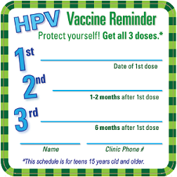 HPV reminder magnet for health care providers