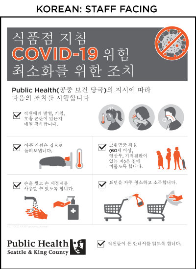 식품점 지침COVID-19위험 최소화를 위한 조치