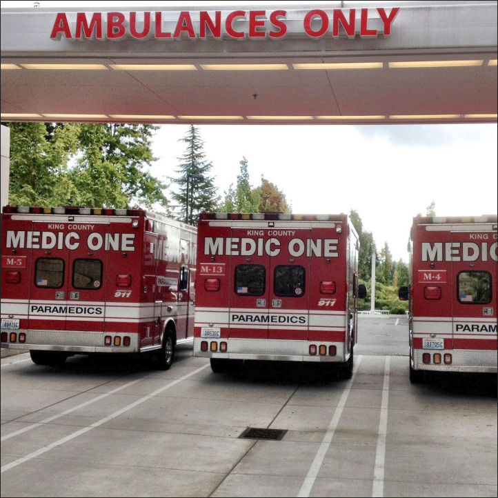 Three King County Medic One trucks