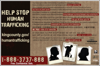 Help Stop Human Trafficking poster on Metro buses
