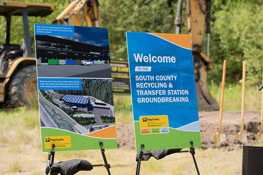 Welcoming displays at the South County Recycling and Transfer Station groundbreaking celebration