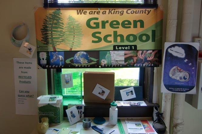 Kings Schools showcase recycled content products and their Green Schools banner