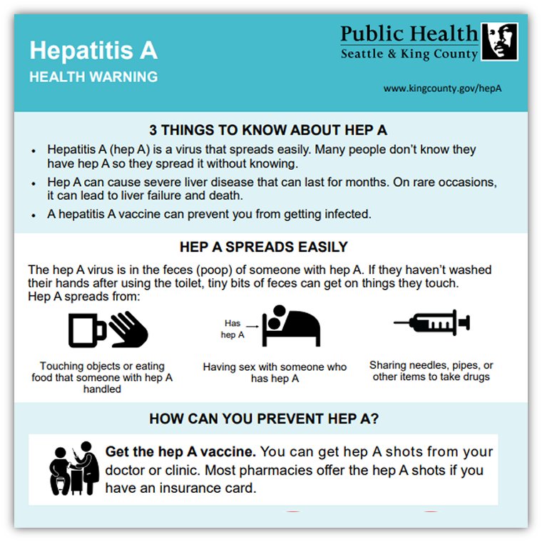 Hepatitis A Health Warning infographic for general public