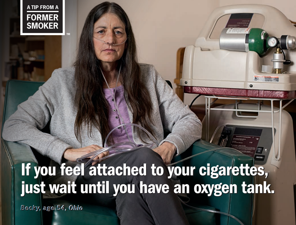 Becky started smoking cigarettes in high school to fit in. She smoked for many years and at age 45, Becky was diagnosed with chronic obstructive pulmonary disease (COPD)—a serious lung disease.