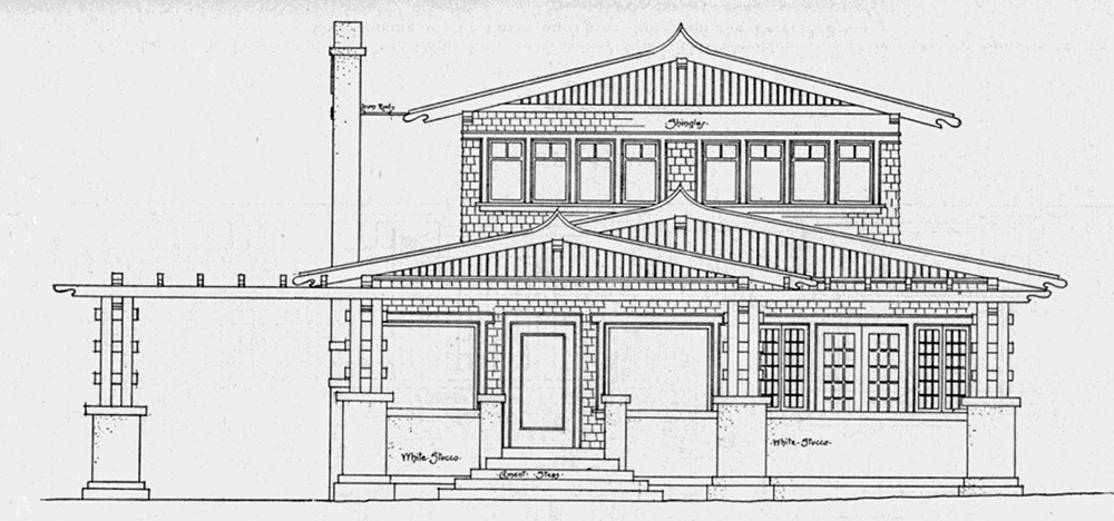 Black-line drawing of house on white paper