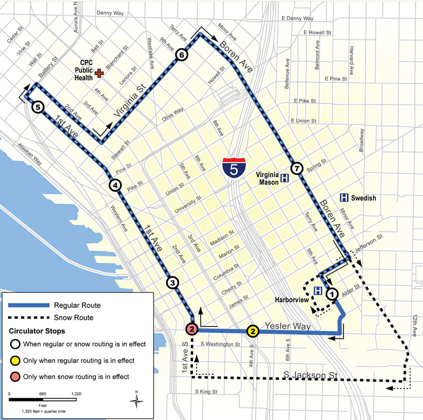 Free Downtown Seattle Circulator Route Map