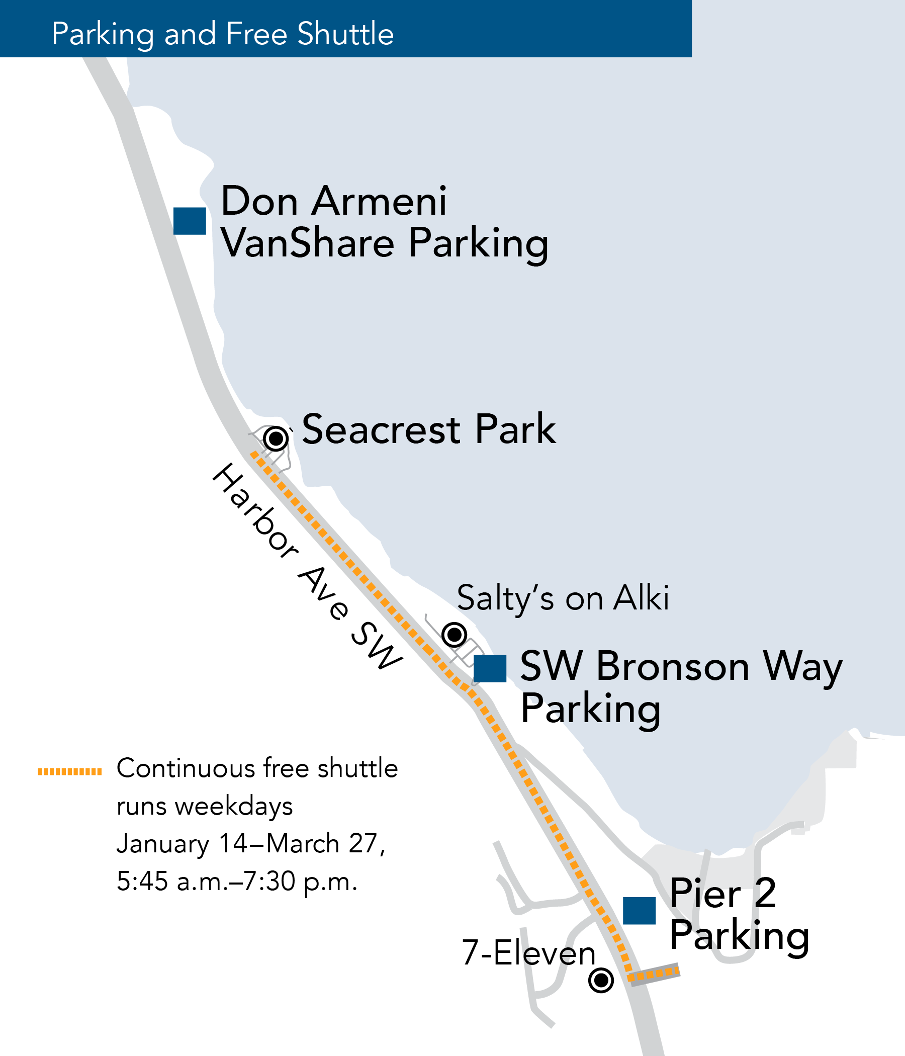 A map showing the Ride2 parking and shuttle zones.