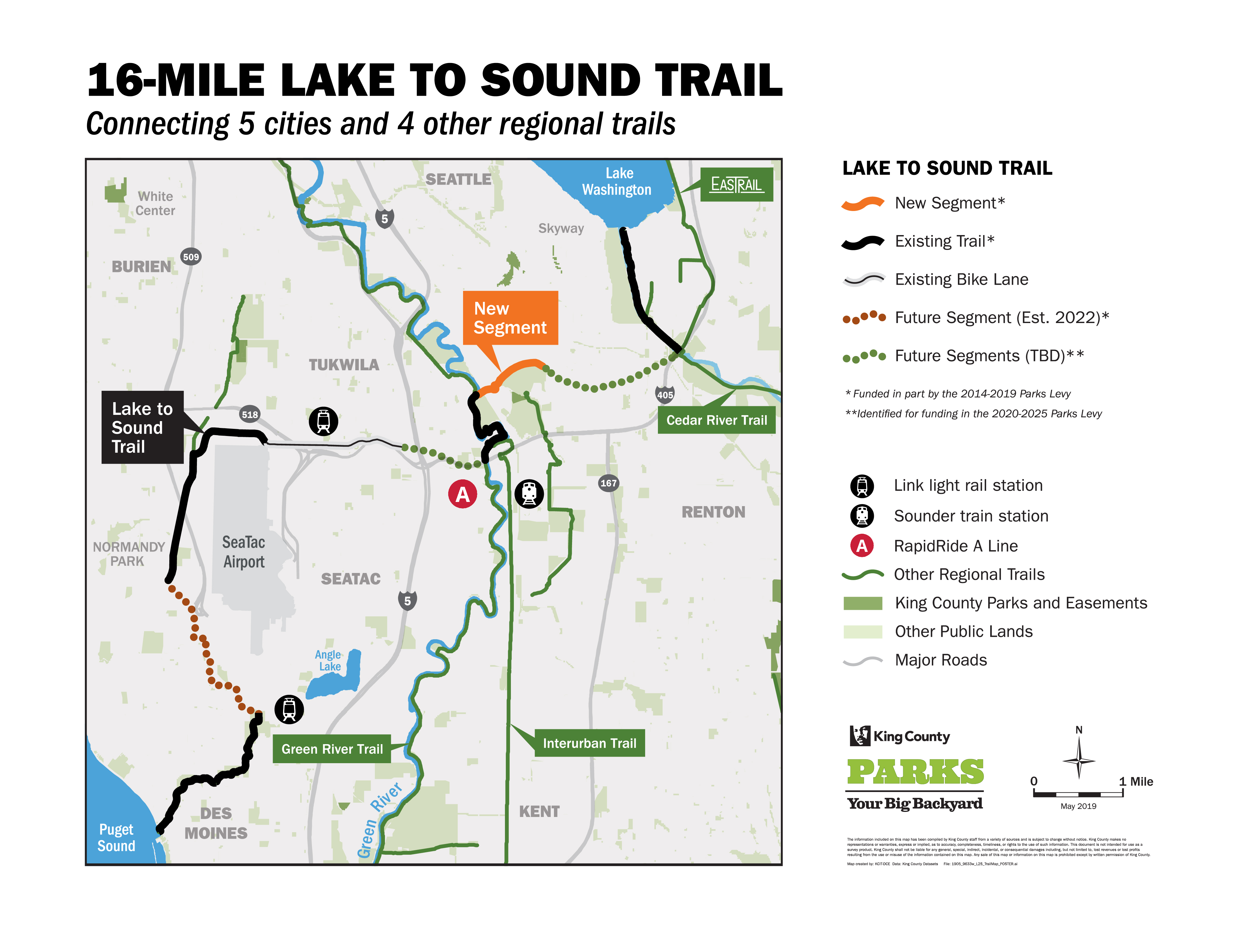 A map of the Lake to Sound Trail
