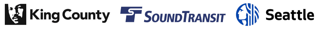 Logos for King County, Seattle, and Sound Transit