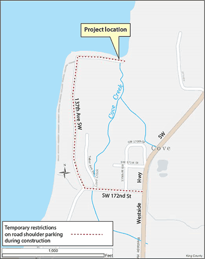 Cove Creek map of potential parking impacts