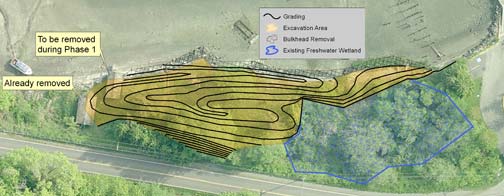 Salt marsh restoration plan map - Dockton shoreline restoration project