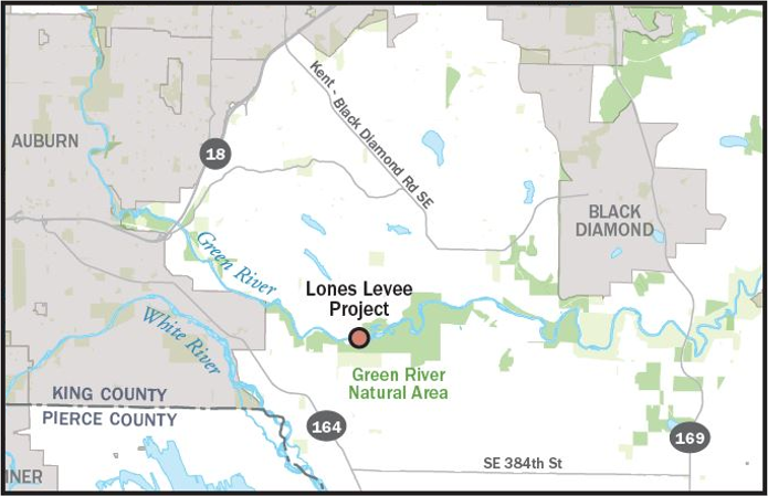 Map of Lones Levee Project location on the Green River