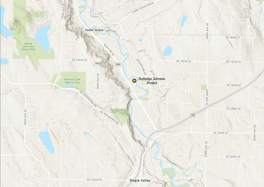 Vicinity map for the Rutledge-Johnson levee removal and floodplain restoration project