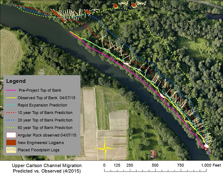 Upper Carlson levee restoration project bank loss aerial photo