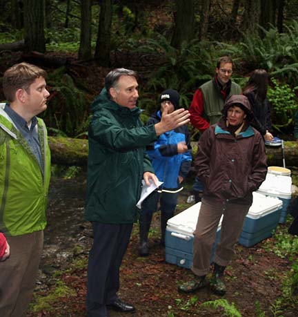 King County Executive Dow Constantine speak speaks at a fish fry release