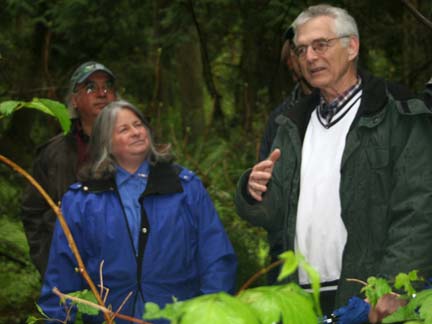 Sammamish mayor Don Gerend speaks at the Ebright Creek Earth Day celebration and kokanee fry release