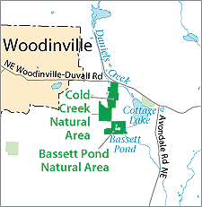 Location Map for Cold Creek Natural Area near Woodinville