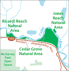 Ricardi Reach Natural Area, Cedar Grove Natural Area, and Jones Reach Natural Area Location map
