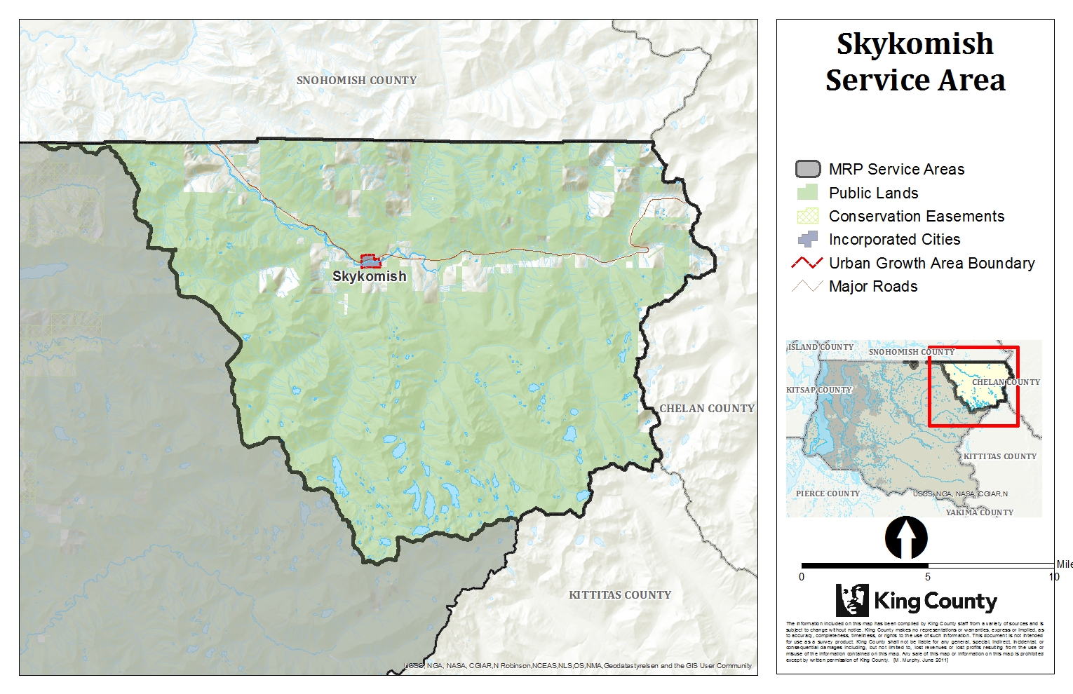 Map of Skykomish Service Area for King County Mitigation Reserves Program