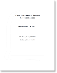 Cover - Allen Lake Outlet Reconnaissance Report, December 2012