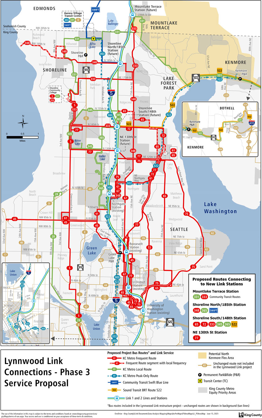 Lynnwood Link Connections - Phase 3 Service Proposal Map