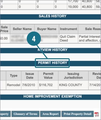 Step 4 - Find the permit history near the bottom of the page