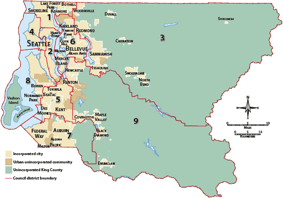 King County Council District Map 2010 Census data for King County Council districts   King County