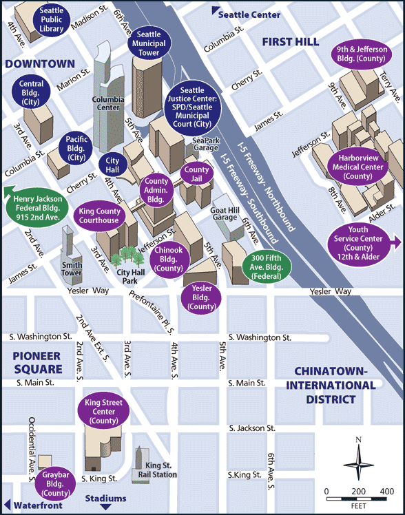 Downtown Seattle government office map