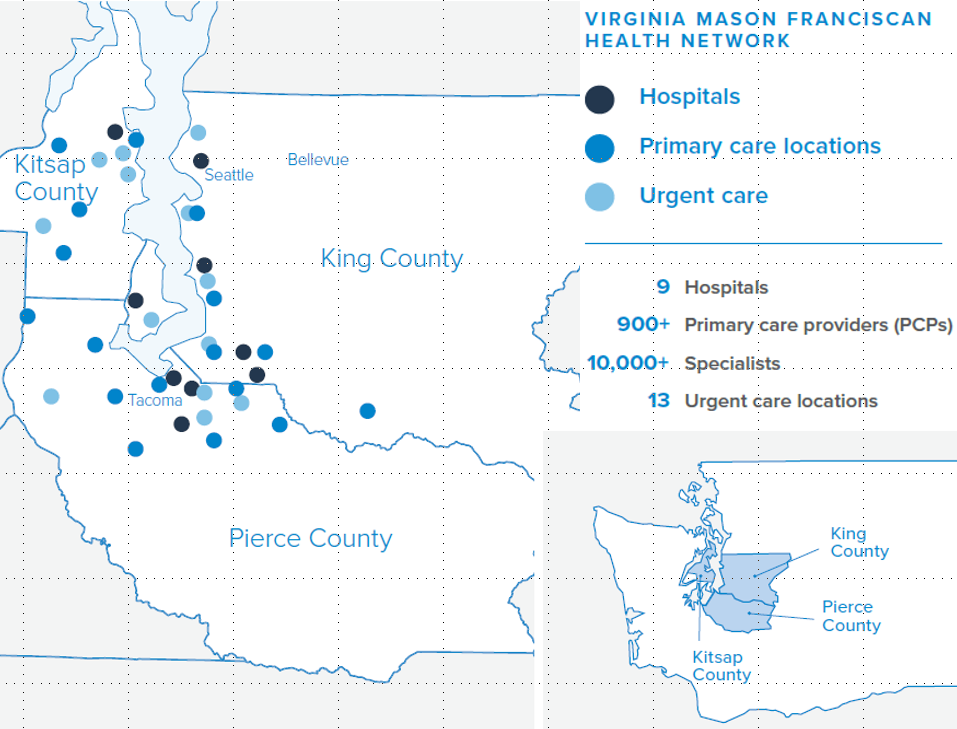Virginia Mason Franciscan Health Network map