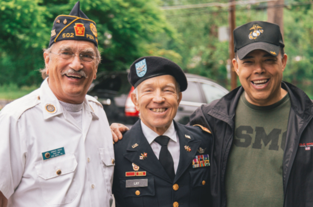 Group photo of three veterans