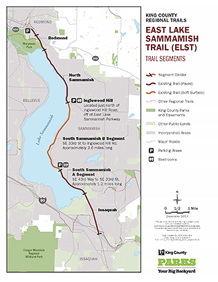 Map of East Lake Sammamish Trail Segments