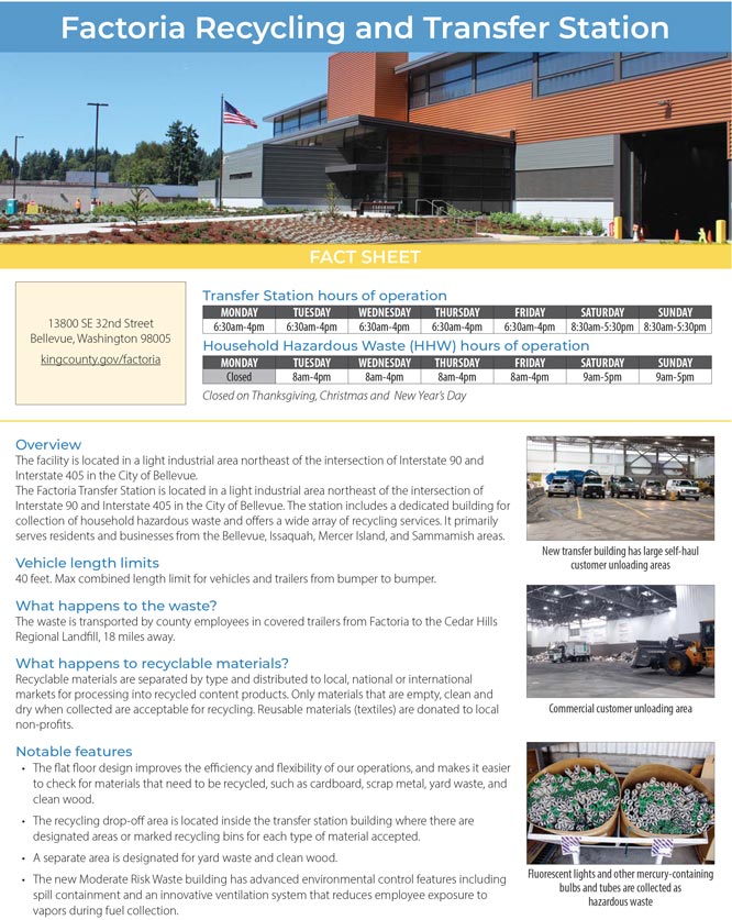 Factoria Recycling Transfer Station King County Solid Waste