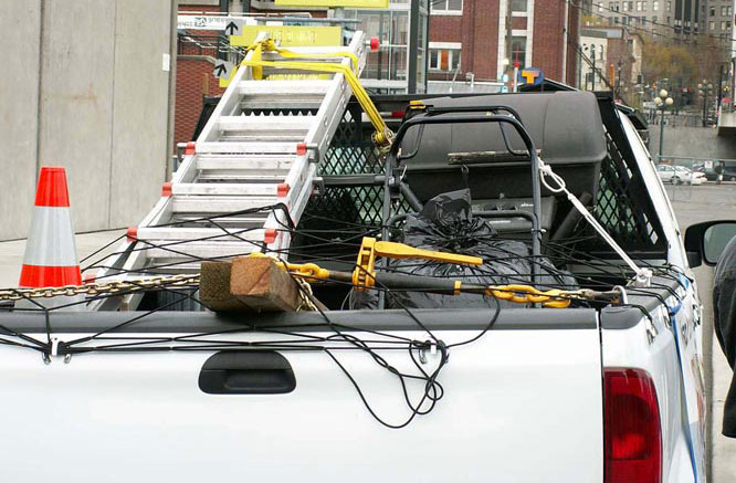 pickup truck with unsecured load