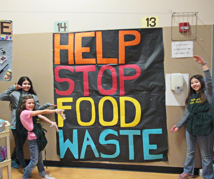 Food waste reduction campaign poster at Westwood Elementary School