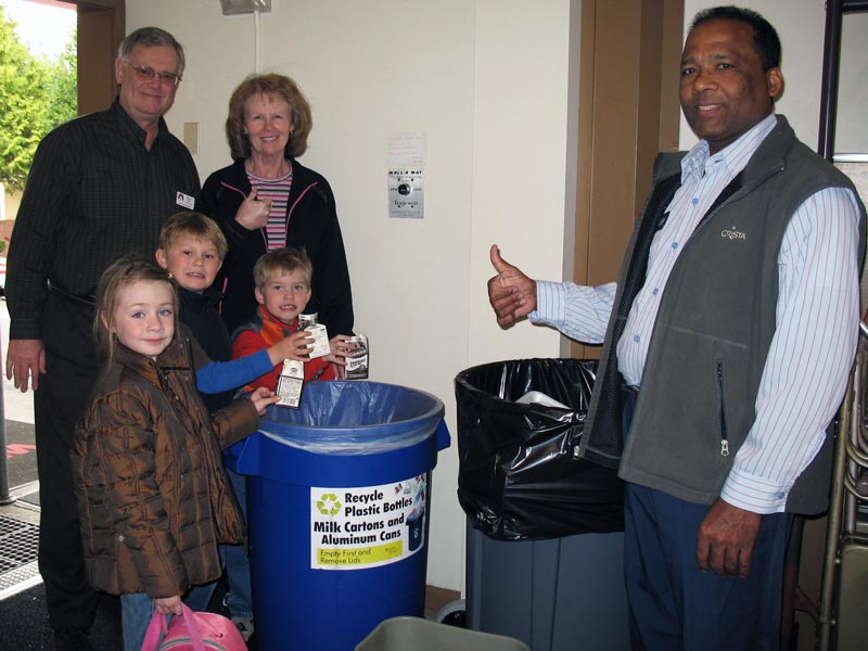 students recycle milk