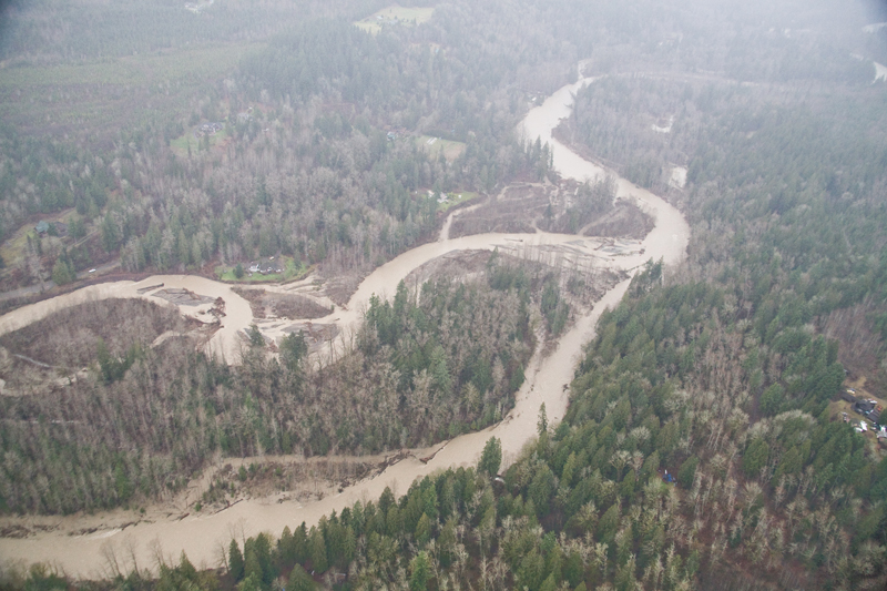 Aerial of the Tolt River Natural Area during January 2009 flood event 