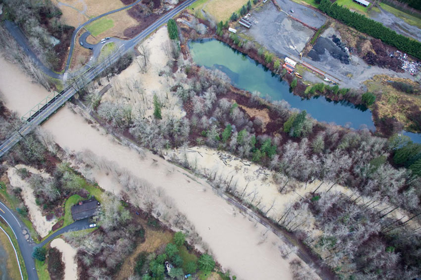 aerial map of January 2015 Tolt River Flood and SR 203
