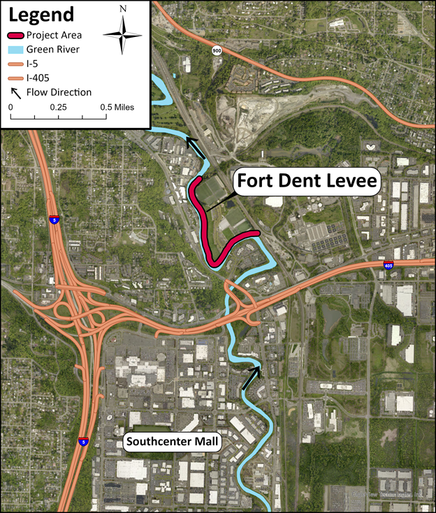 Map of the Fort Dent Levee project location.