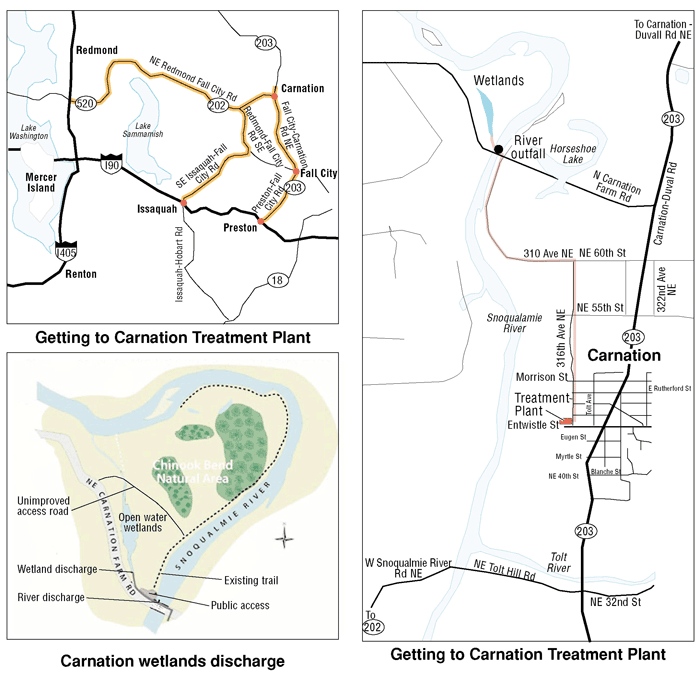 Maps of Carnation Treatment Plant and Wetlands Discharge (Chinook Bend Natural Area)