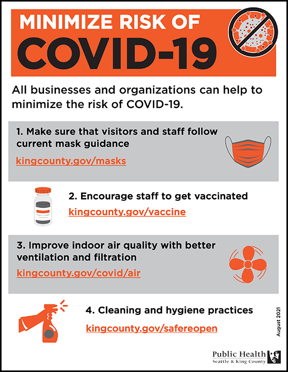 Minimize risk for COVID-19 for businesses and organizations - simplified