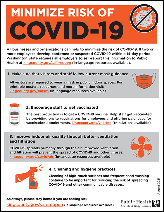 Minimize risk for COVID-19 for businesses and organizations - detailed
