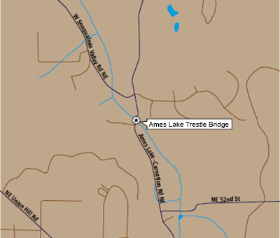 Map showing location of Ames Lake Trestle Bridge.