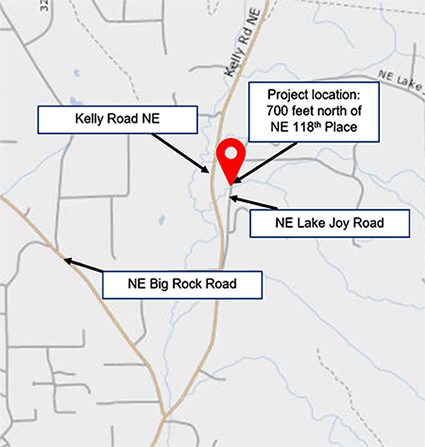 Map showing the Lake Joy Culvert Replacement Project location.